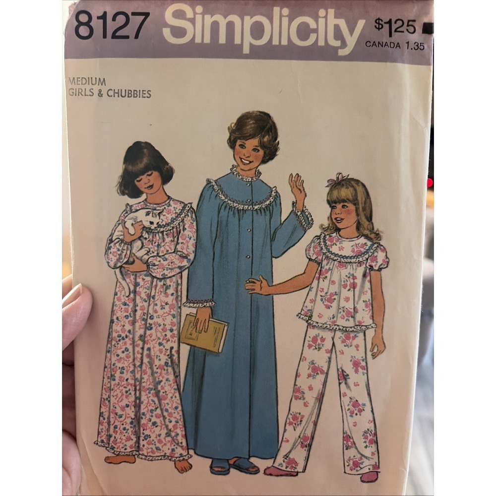 Vintage 70s Simplicity 8127 Sewing Pattern Girls Medium PJ Pajama Robe UNCUT